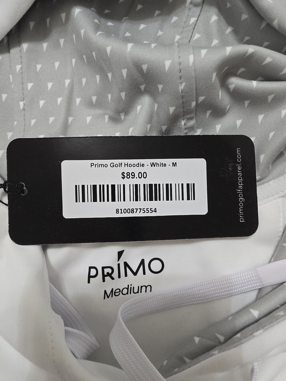Primo White Golf Hoodie Men's Medium NWT Outdoor - Picture 9 of 9